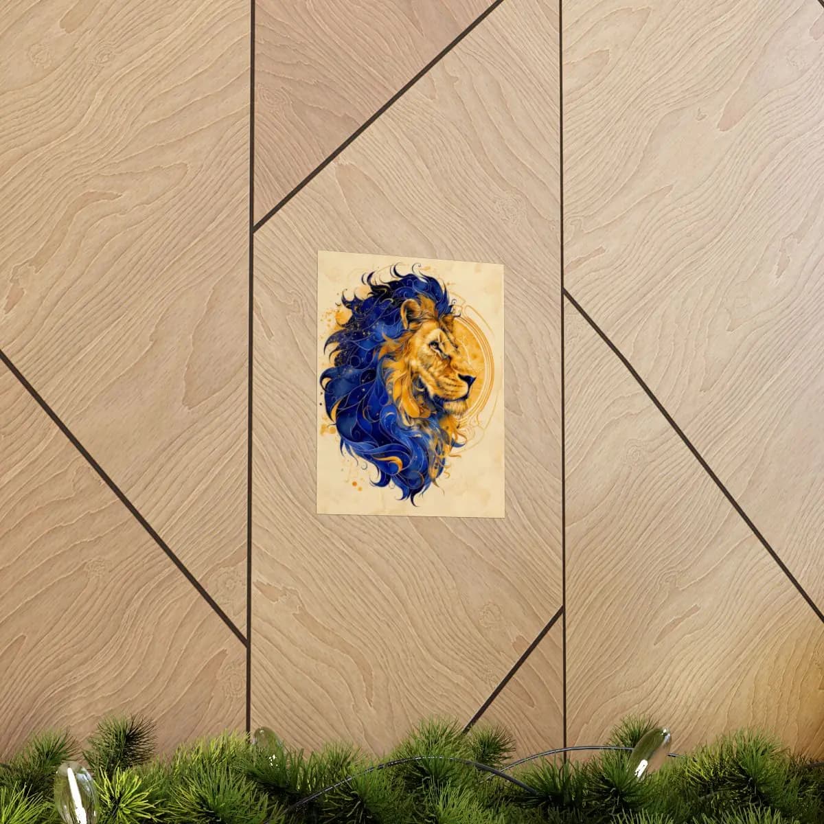 Celestial Lion with a Midnight Mane - Matte Vertical Posters mockup angle 5