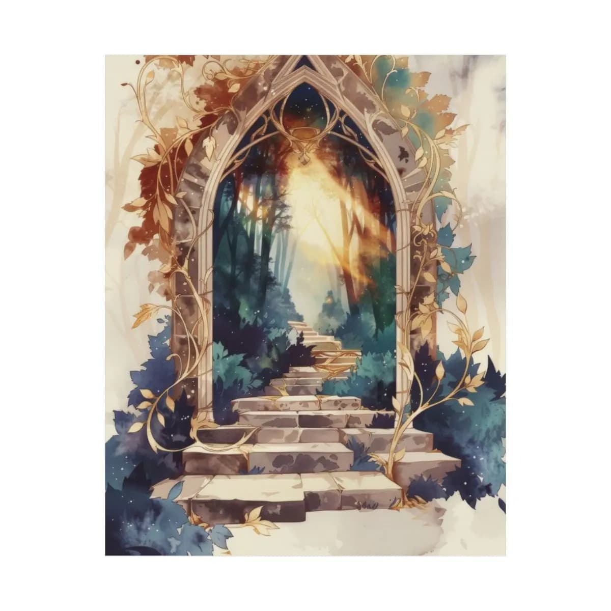 Gothic Archway into the Enchanted Forest - Matte Vertical Posters mockup angle 2