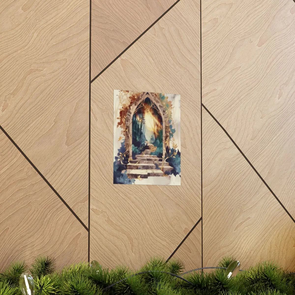 Gothic Archway into the Enchanted Forest - Matte Vertical Posters mockup angle 5