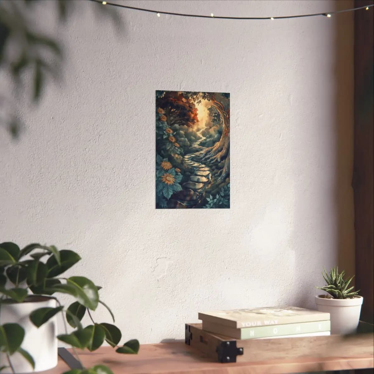 Stone Path Rising Toward Enchanted Light - Matte Vertical Posters mockup angle 6