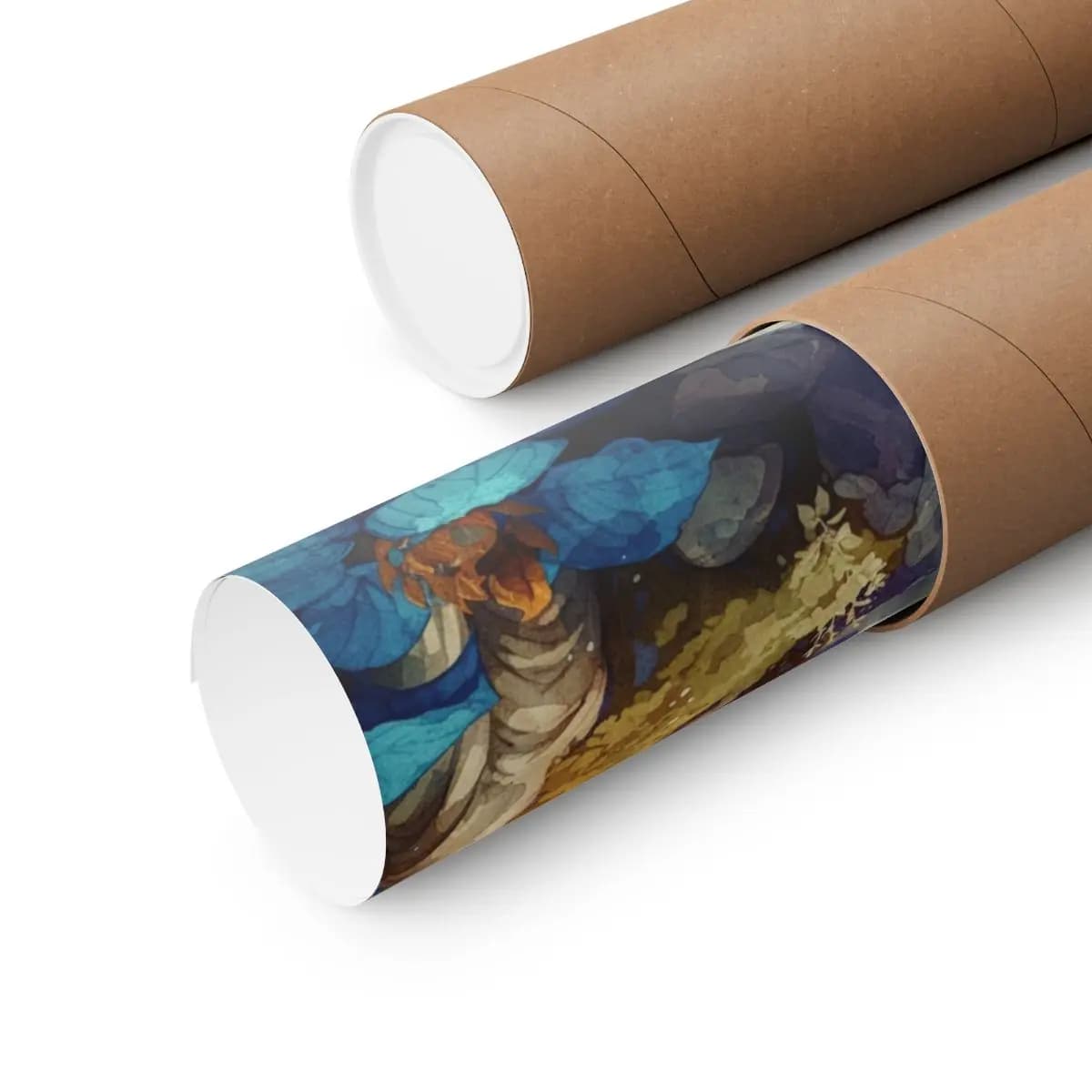 Enchanted Stream with Golden and Sapphire Hues - Matte Vertical Posters mockup angle 3