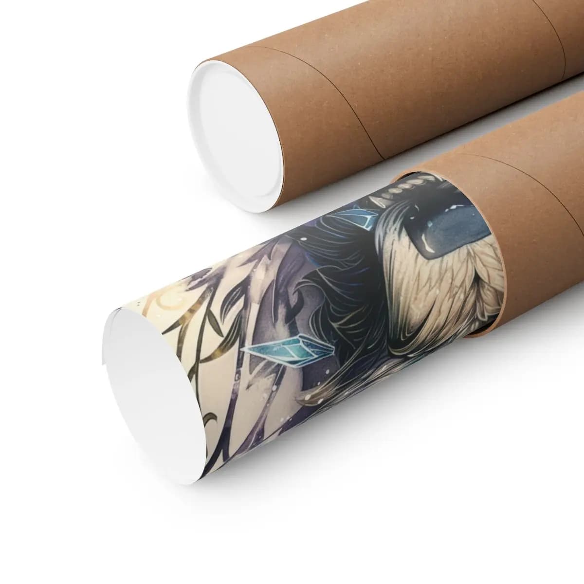 The Ice Wolf with Lightning Eyes - Matte Vertical Posters mockup angle 3