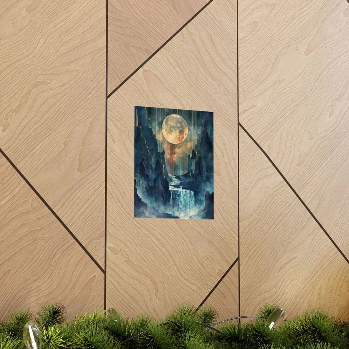 Sovereign Moon Over the Obsidian Falls - Matte Vertical Posters mockup angle 5