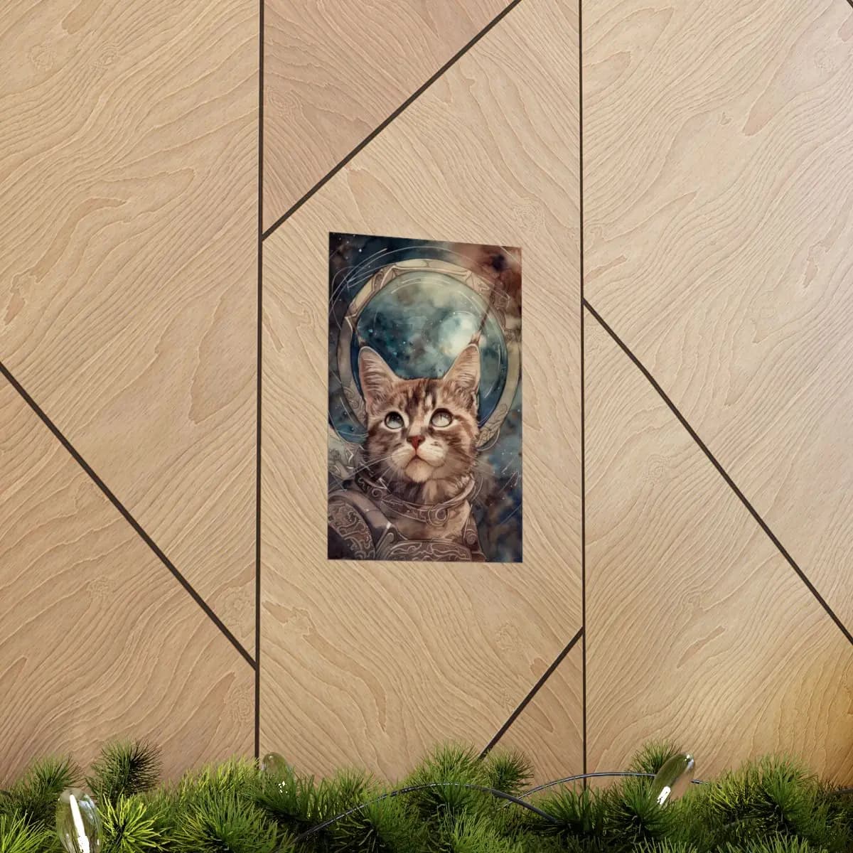 Stargazing Kitten Astronaut in Ornate Armor - Matte Vertical Posters mockup angle 5