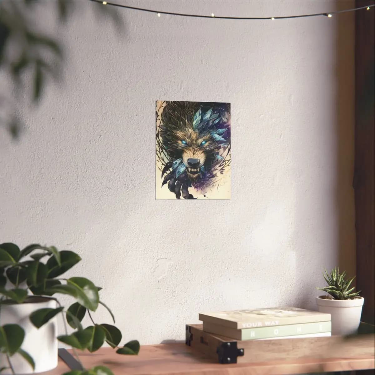 The Ice Wolf with Lightning Eyes - Matte Vertical Posters mockup angle 6