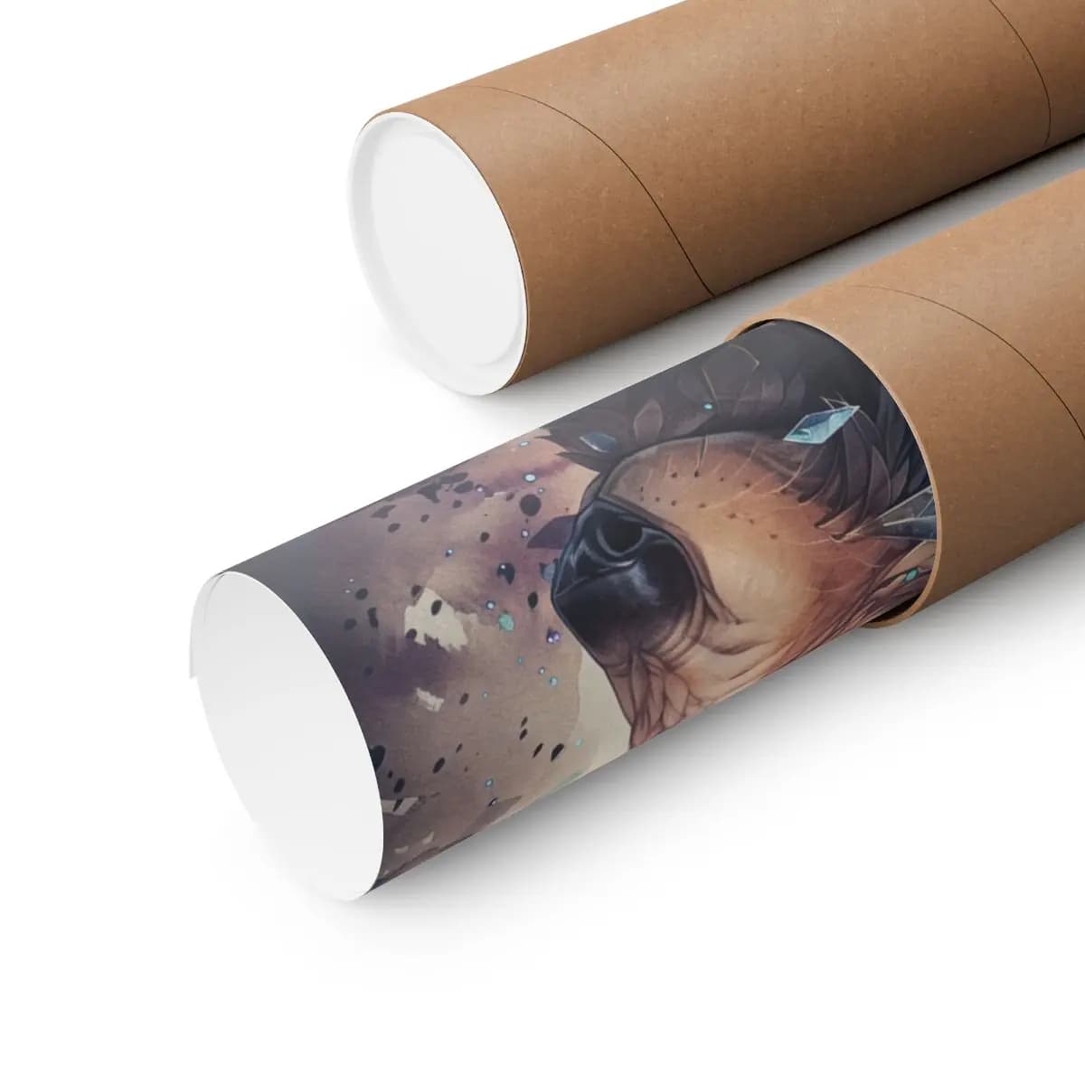 Crystal Guardian Wolf with Moonlit Eyes - Matte Vertical Posters mockup angle 3