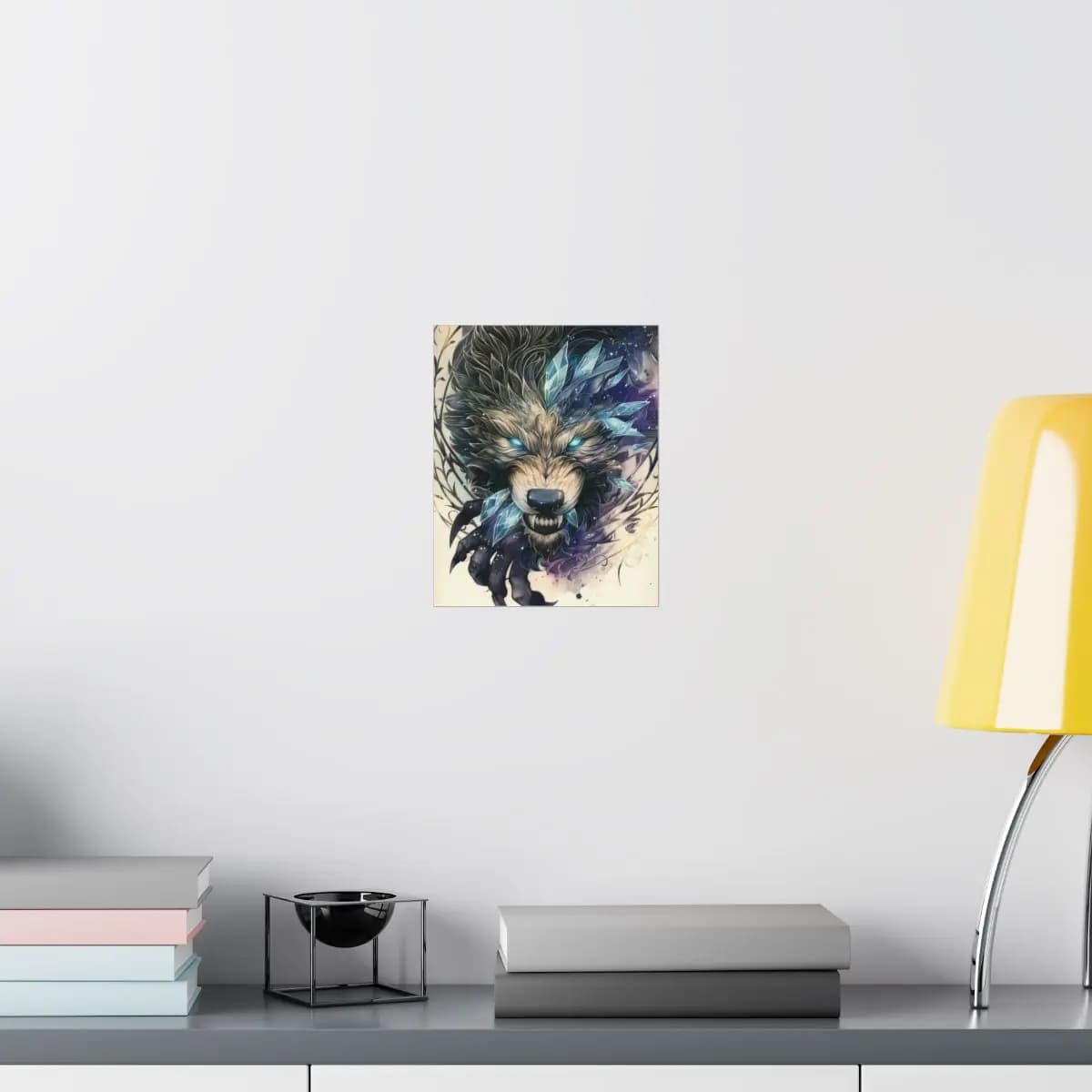 The Ice Wolf with Lightning Eyes - Matte Vertical Posters mockup angle 8