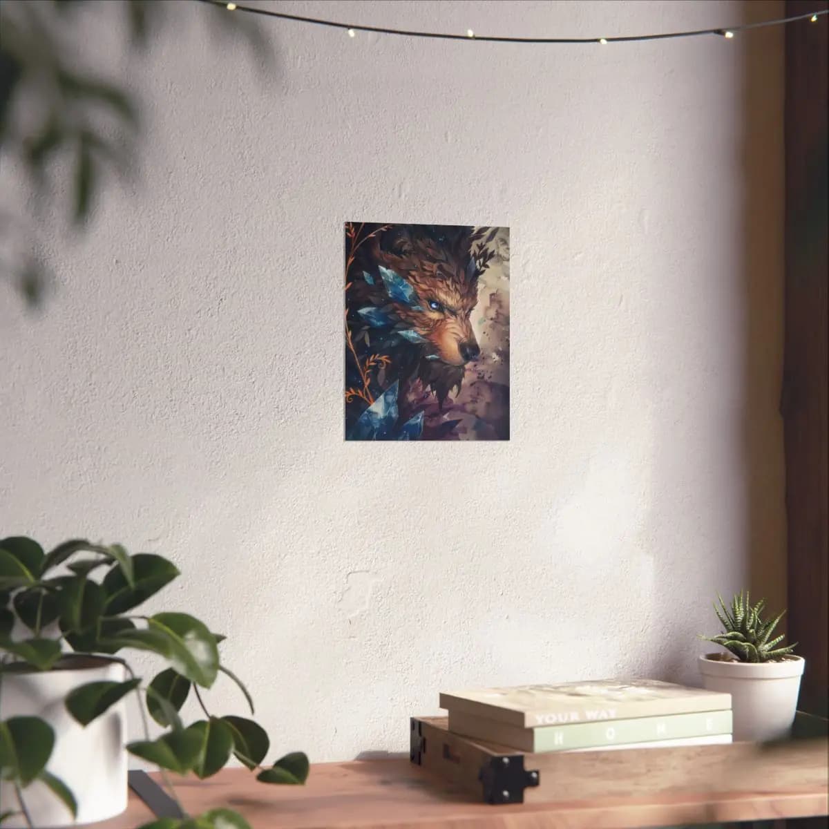 Crystal Guardian Wolf with Moonlit Eyes - Matte Vertical Posters mockup angle 6
