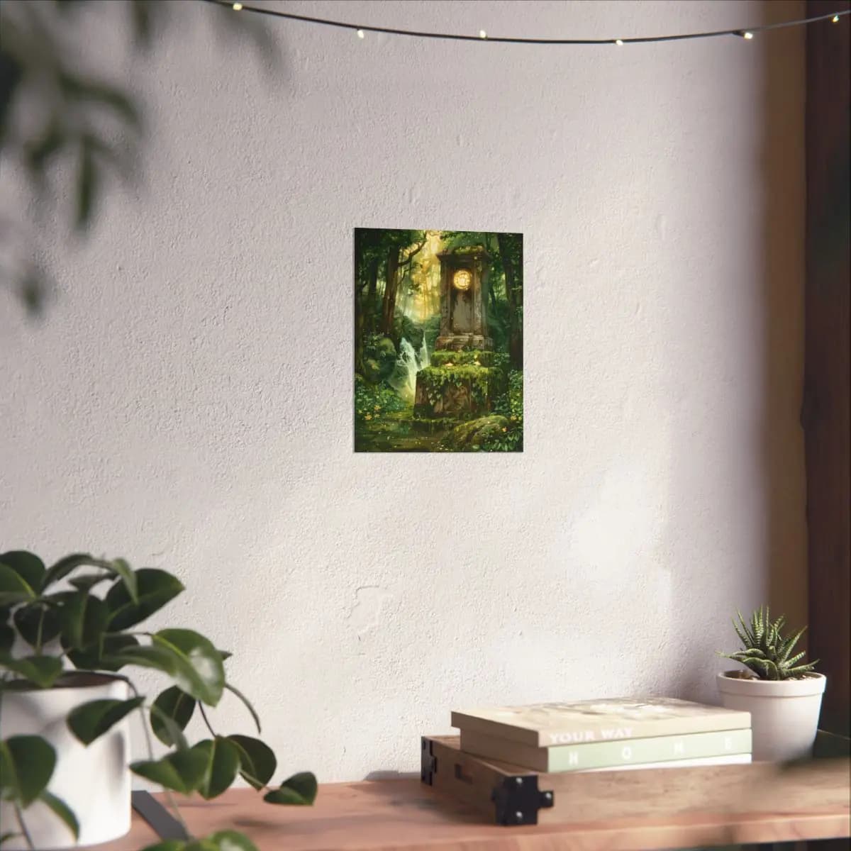 Ancient Stone Clock in the Heart of an Enchanted Forest - Matte Vertical Posters mockup angle 6