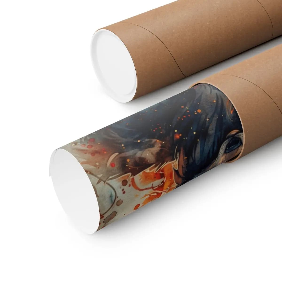 The Ember-Eyed Wolf Before the Gothic Cathedral - Matte Vertical Posters mockup angle 3
