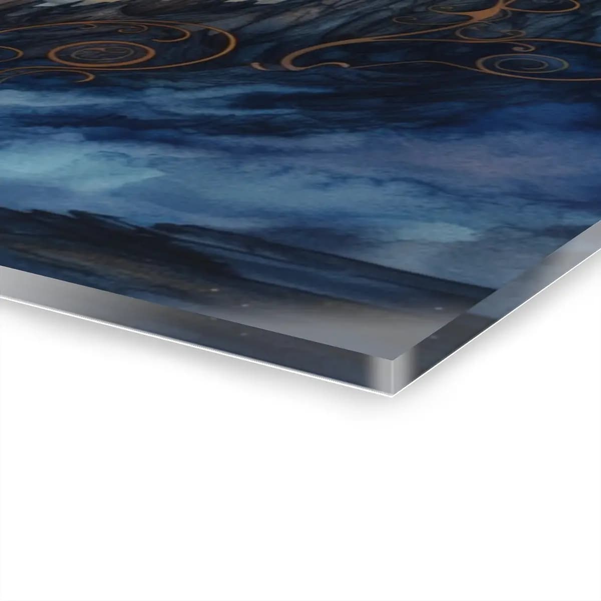 The Celestial Vortex Above Dark Spires - Acrylic Prints (French Cleat Hanging) mockup angle 3