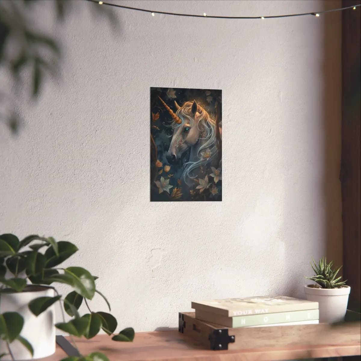 The Unicorn with Blue Light Tears - Matte Vertical Posters mockup angle 6