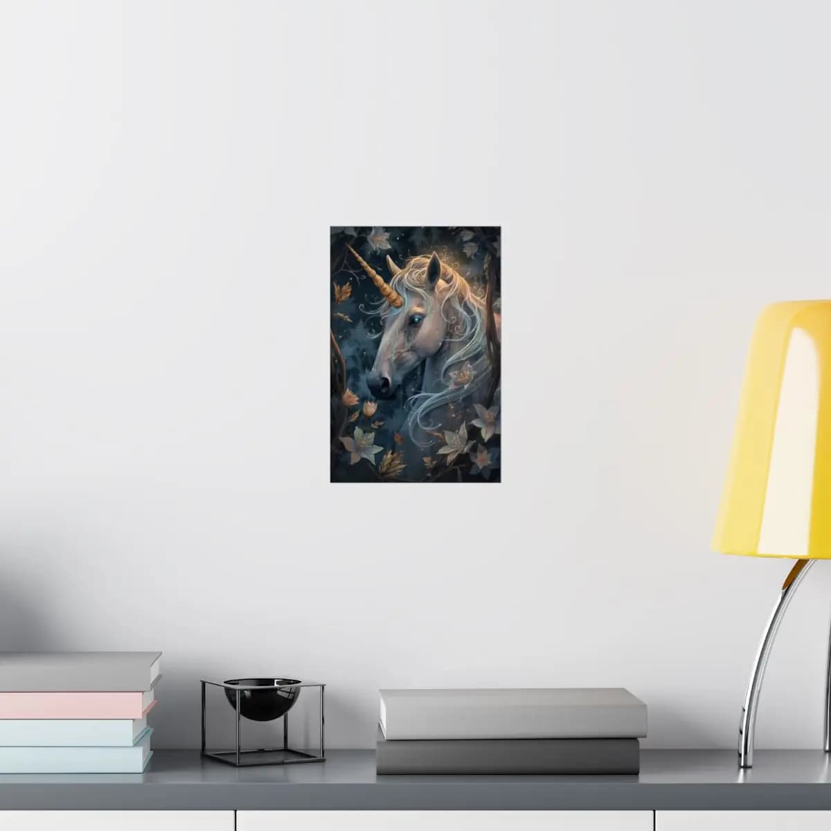 The Unicorn with Blue Light Tears - Matte Vertical Posters mockup angle 8