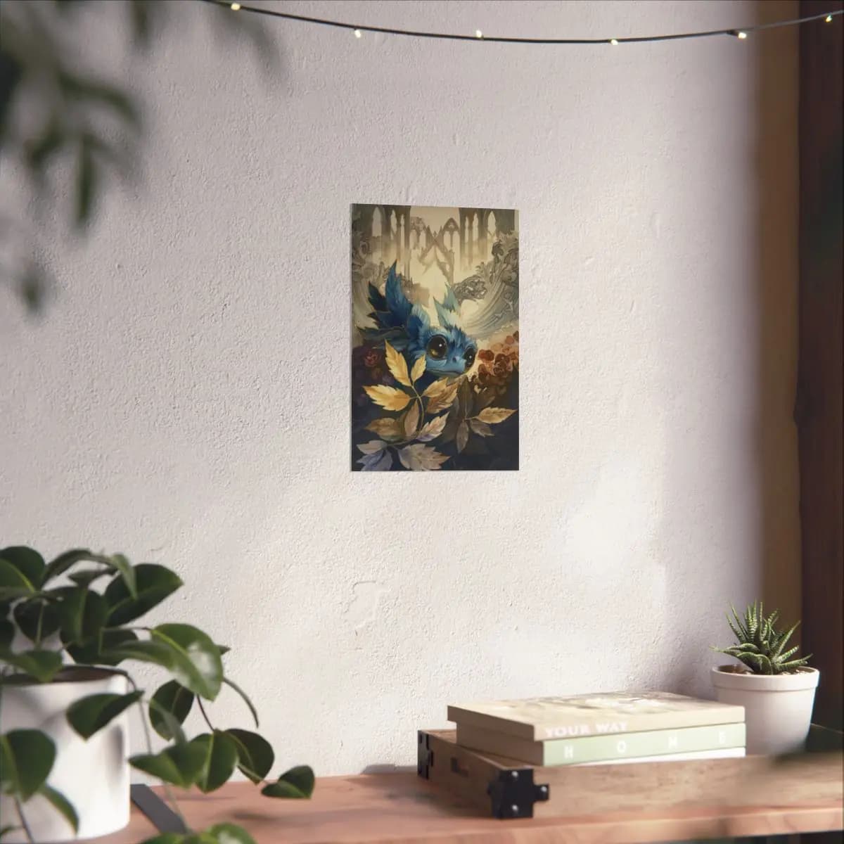 Blue Dragon Nestled Among Gothic Ruins - Matte Vertical Posters mockup angle 6