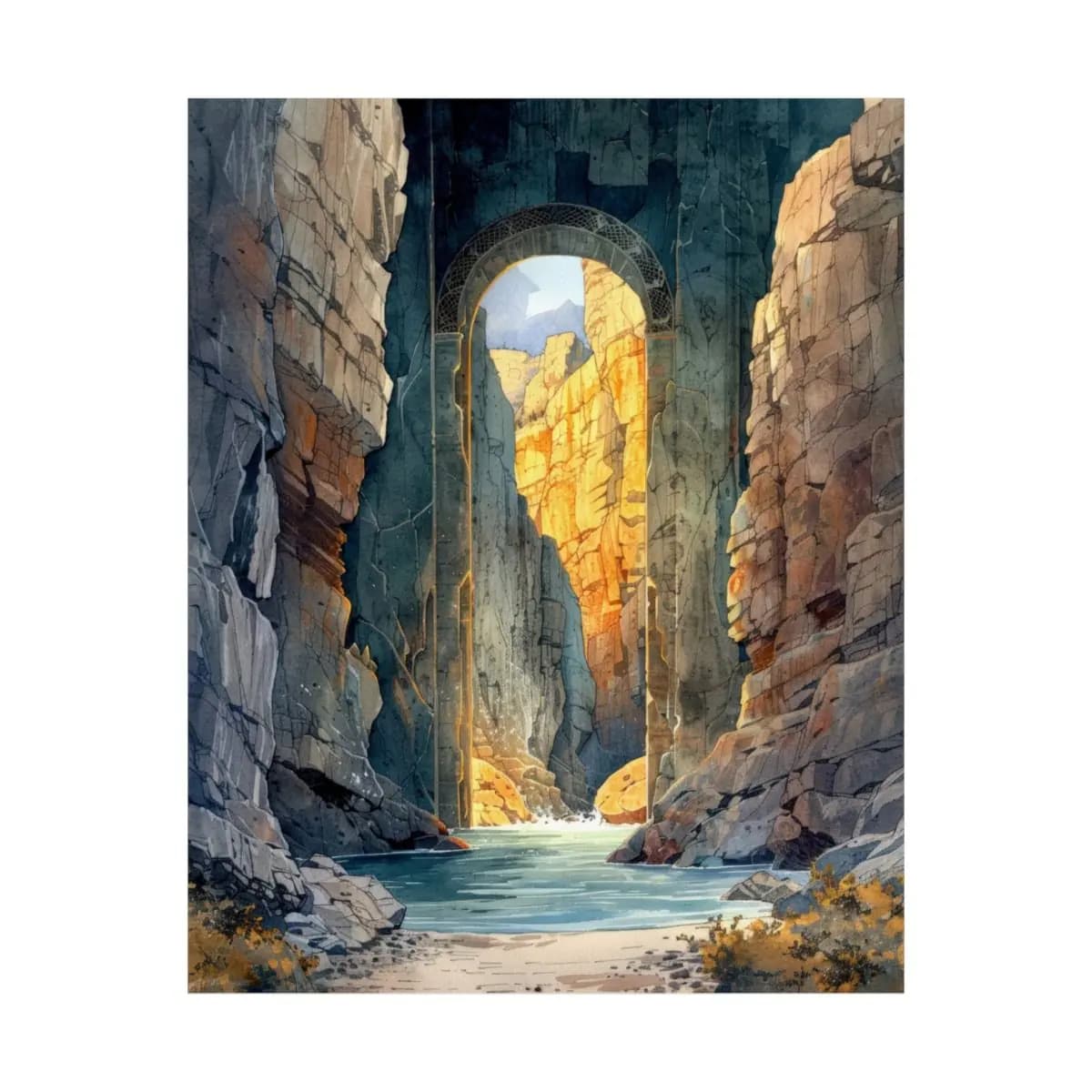 Ancient Archway Deep Within the Canyon - Matte Vertical Posters mockup angle 2