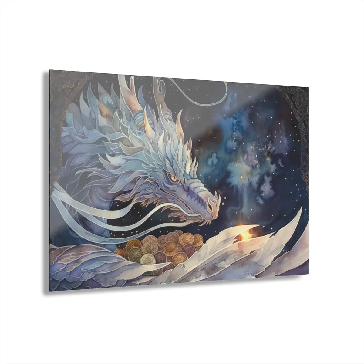 Celestial Dragon Guardian of the Starlit Hoard - Acrylic Prints (French Cleat Hanging) mockup angle 1