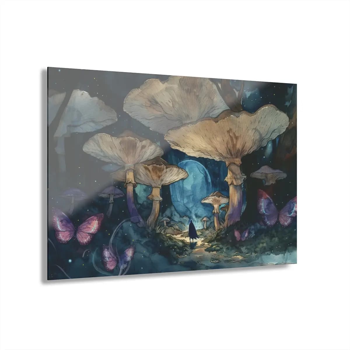The Wanderer at the Threshold of the Mushroom World - Acrylic Prints (French Cleat Hanging) mockup angle 1