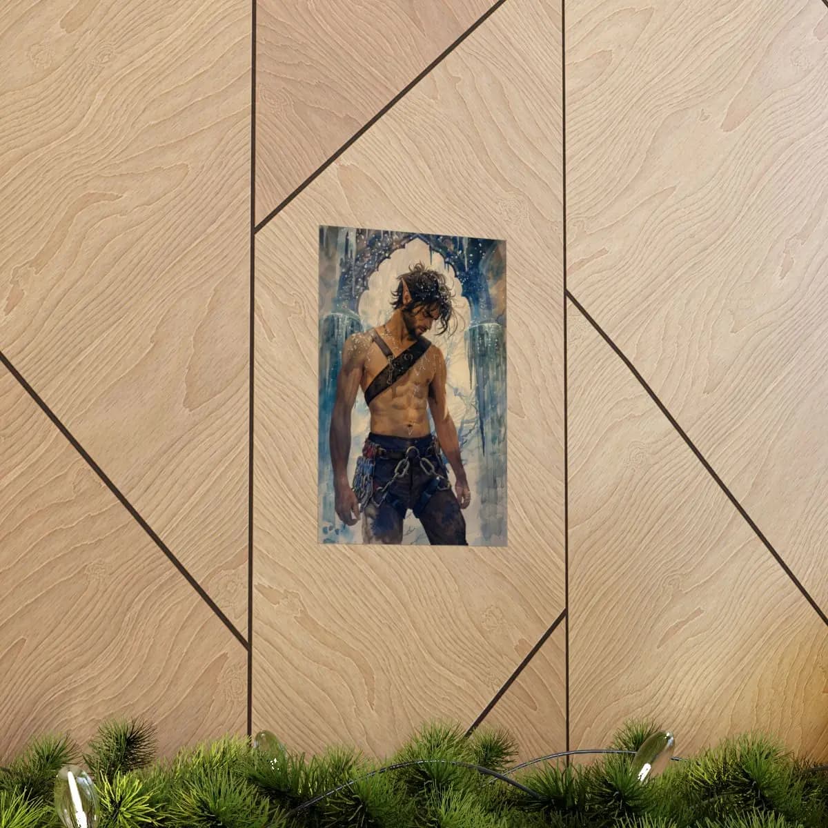 Elven Warrior Beneath the Ice Arch - Matte Vertical Posters mockup angle 5