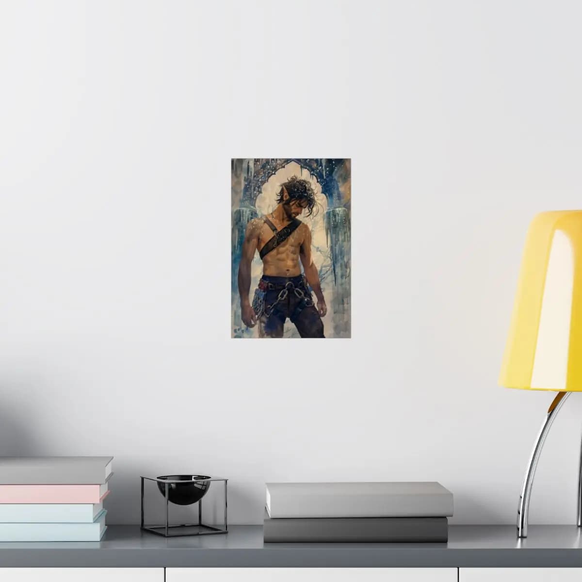 Elven Warrior Beneath the Ice Arch - Matte Vertical Posters mockup angle 8