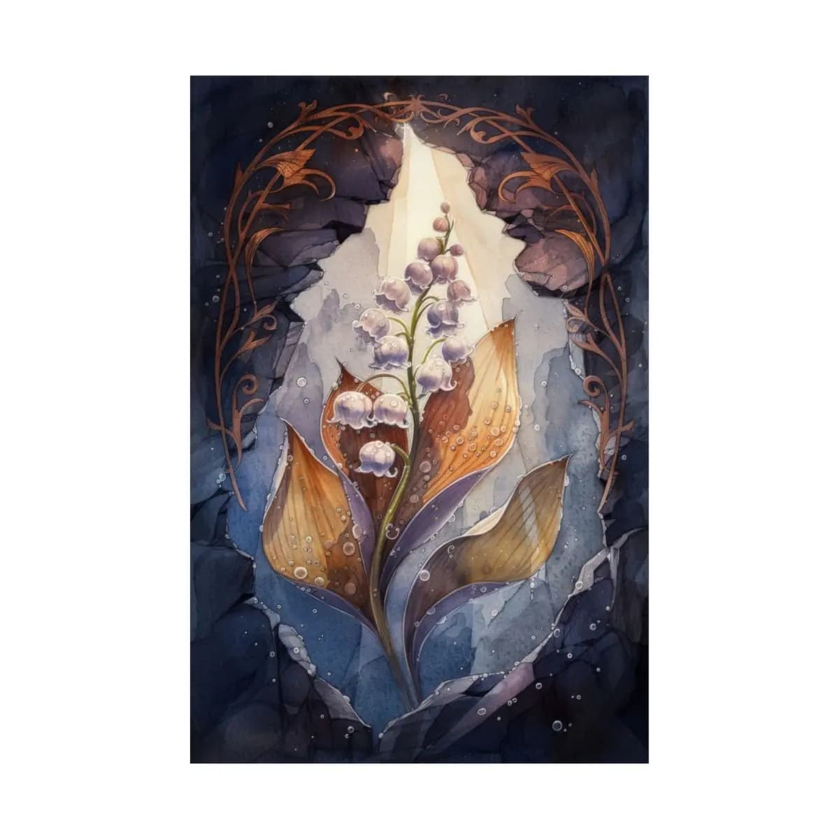 Mystic Lily of the Valley in a Stone Shrine - Matte Vertical Posters mockup angle 2