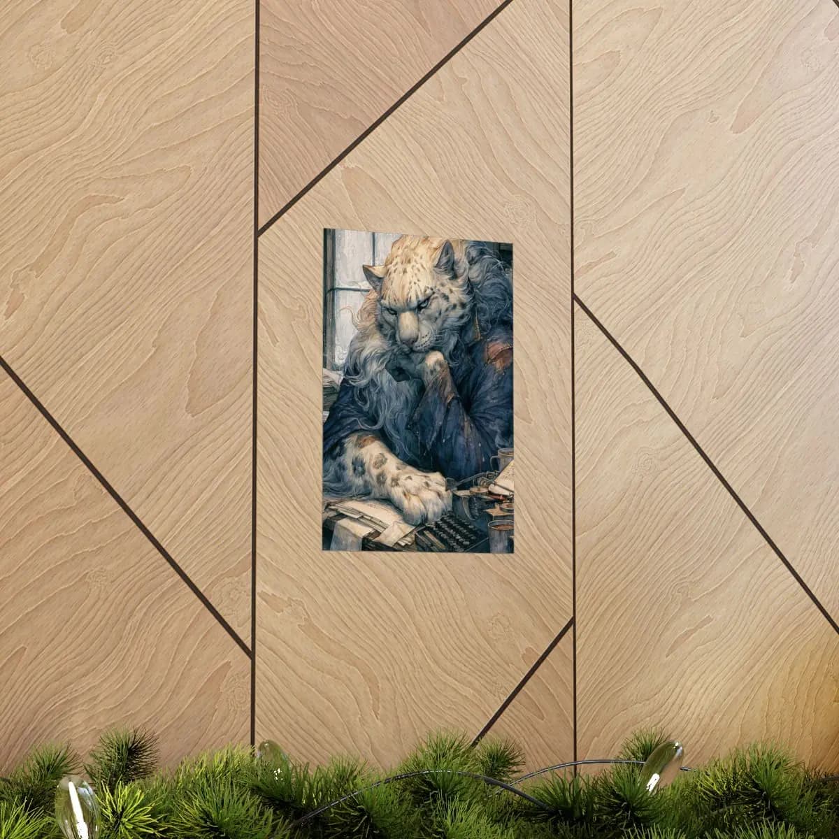The Brooding Snow Leopard Writer - Matte Vertical Posters mockup angle 5