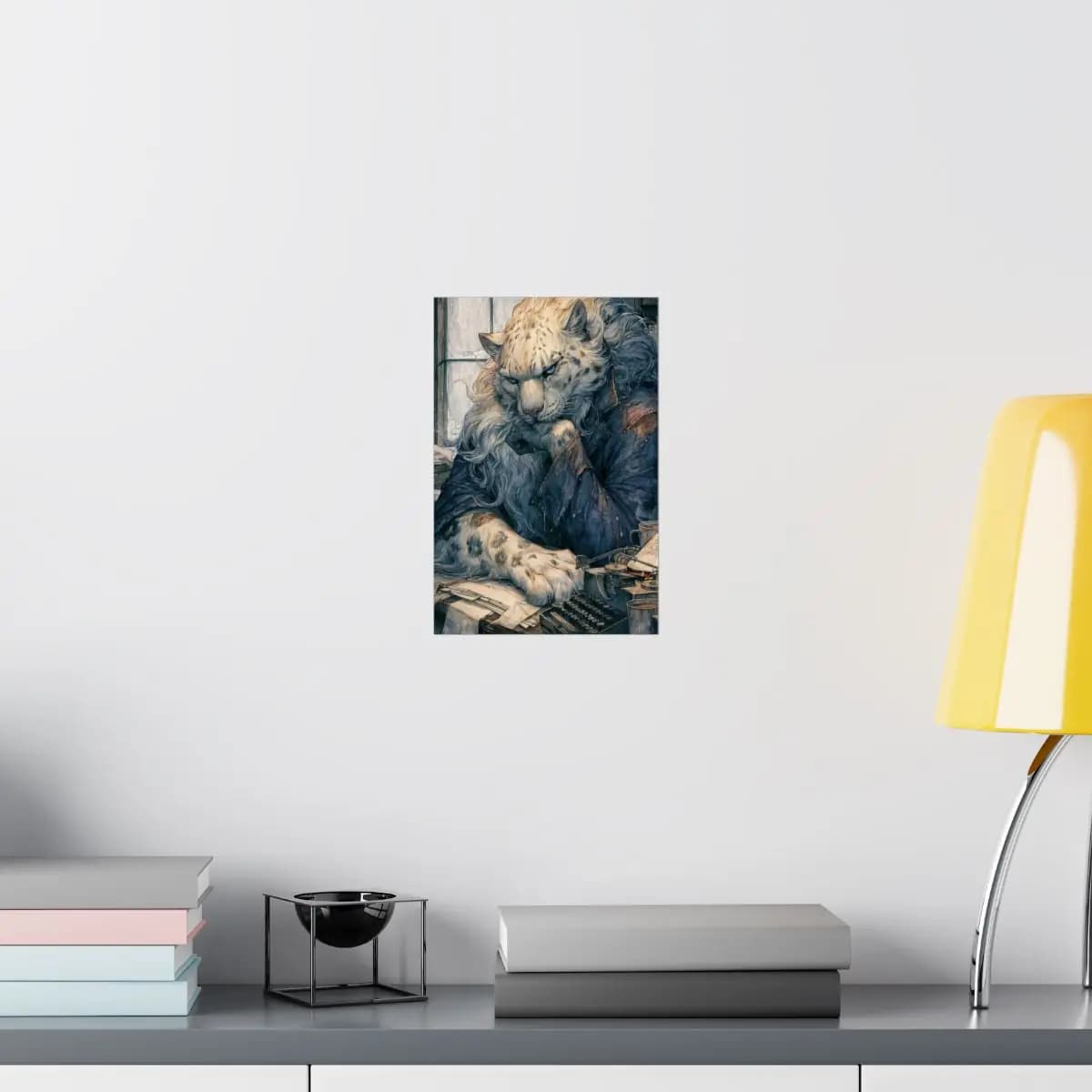 The Brooding Snow Leopard Writer - Matte Vertical Posters mockup angle 8