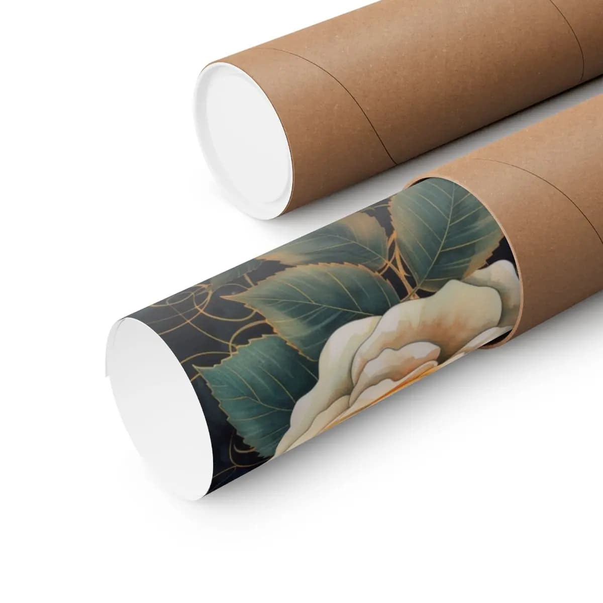 Cream Roses and Golden Bud on Dark Ground - Matte Vertical Posters mockup angle 3