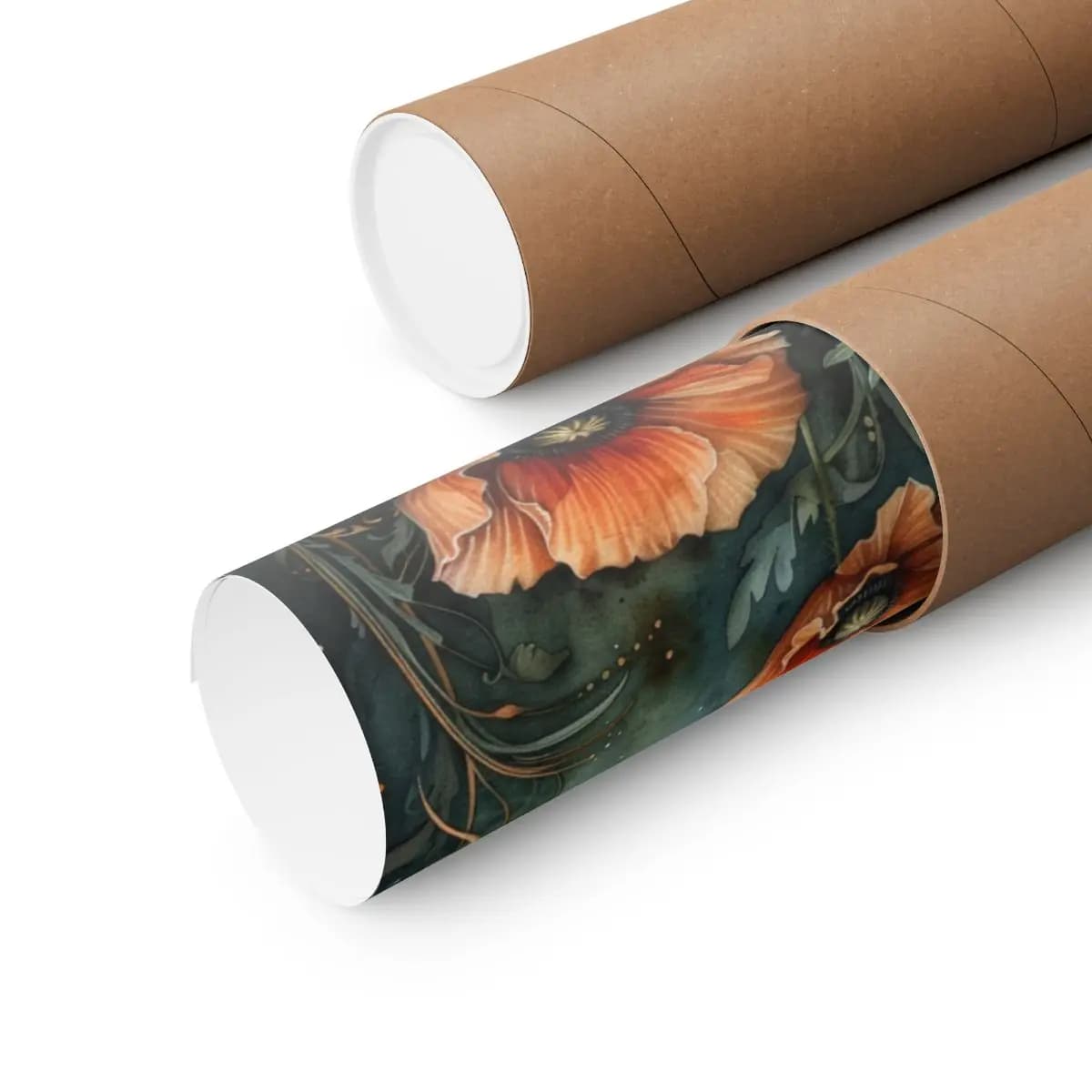 Poppies in Moonlight with a Golden Crescent - Matte Vertical Posters mockup angle 3