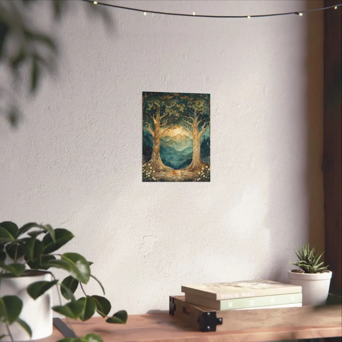 Ancient Oak Gateway Under the Mountain Moon - Matte Vertical Posters mockup angle 6