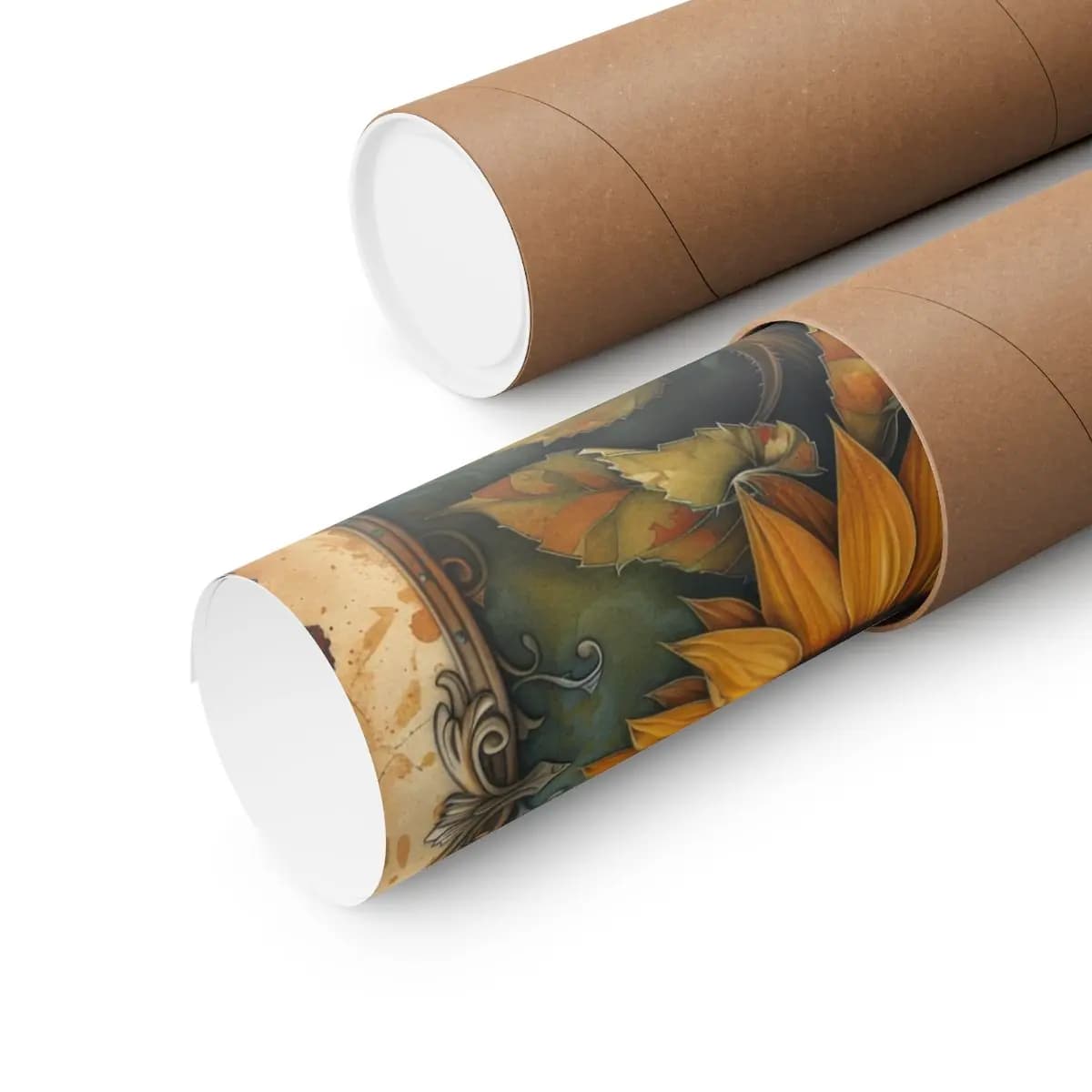 Majestic Sunflower in an Antique Baroque Frame - Matte Vertical Posters mockup angle 3
