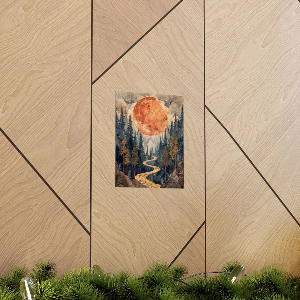 Blood Moon Rising Over the Golden Path - Matte Vertical Posters mockup angle 5