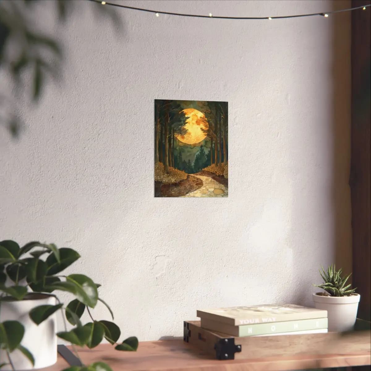 Full Moon Over the Forest Path - Matte Vertical Posters mockup angle 6