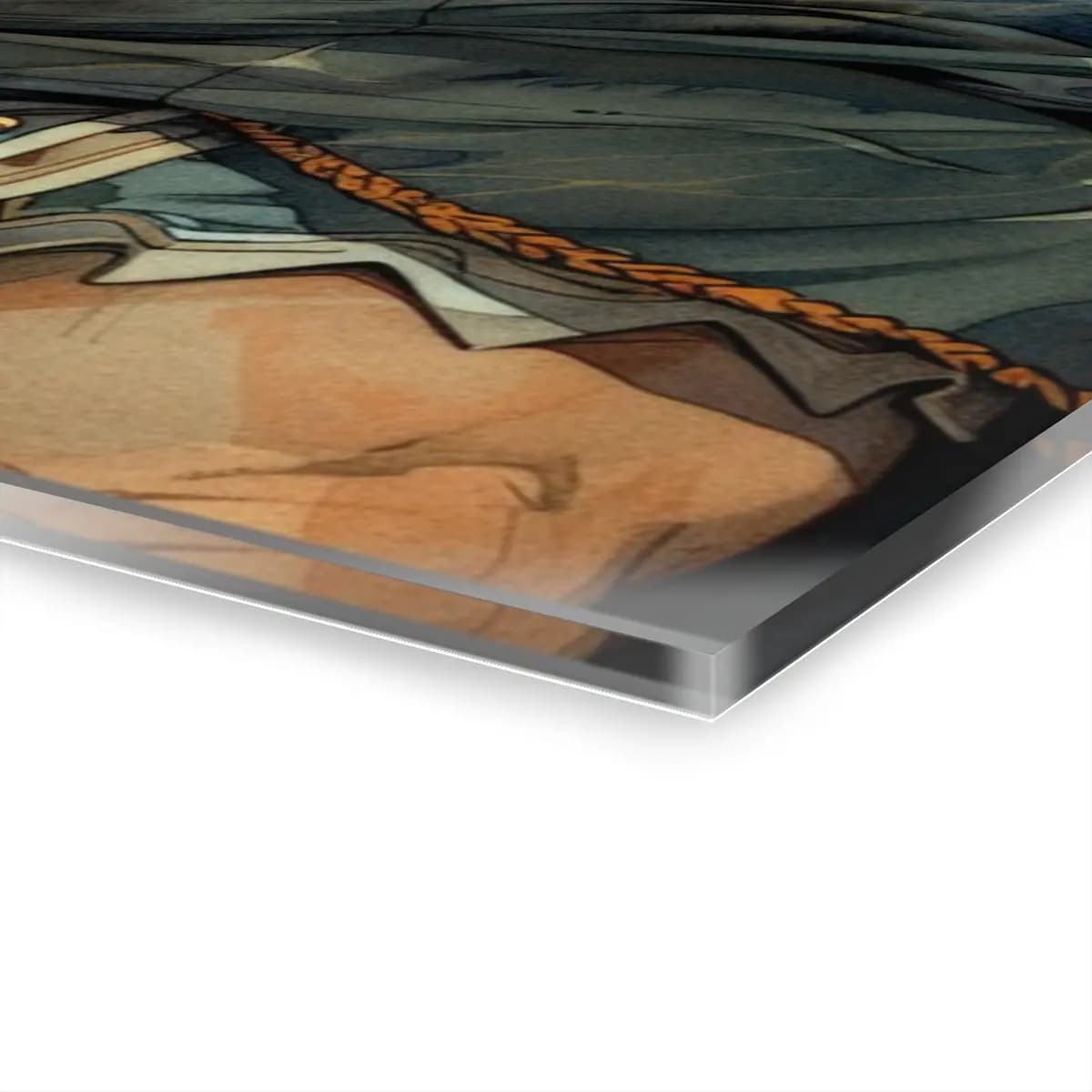 Two Ancient Elves Commune Over a Glowing Tome - Acrylic Prints (French Cleat Hanging) mockup angle 3