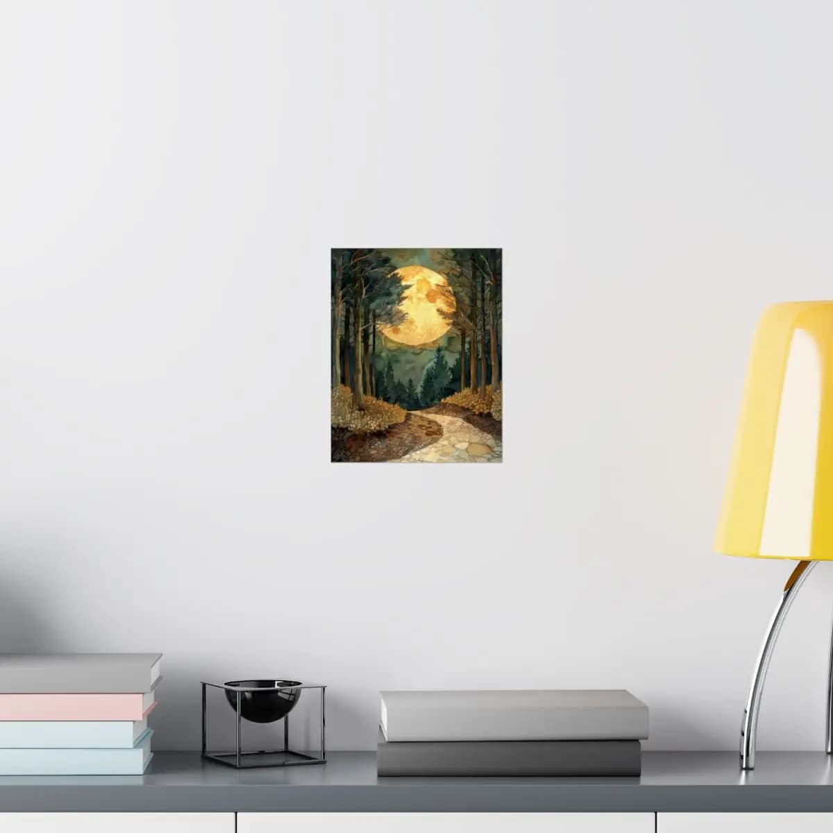 Full Moon Over the Forest Path - Matte Vertical Posters mockup angle 8