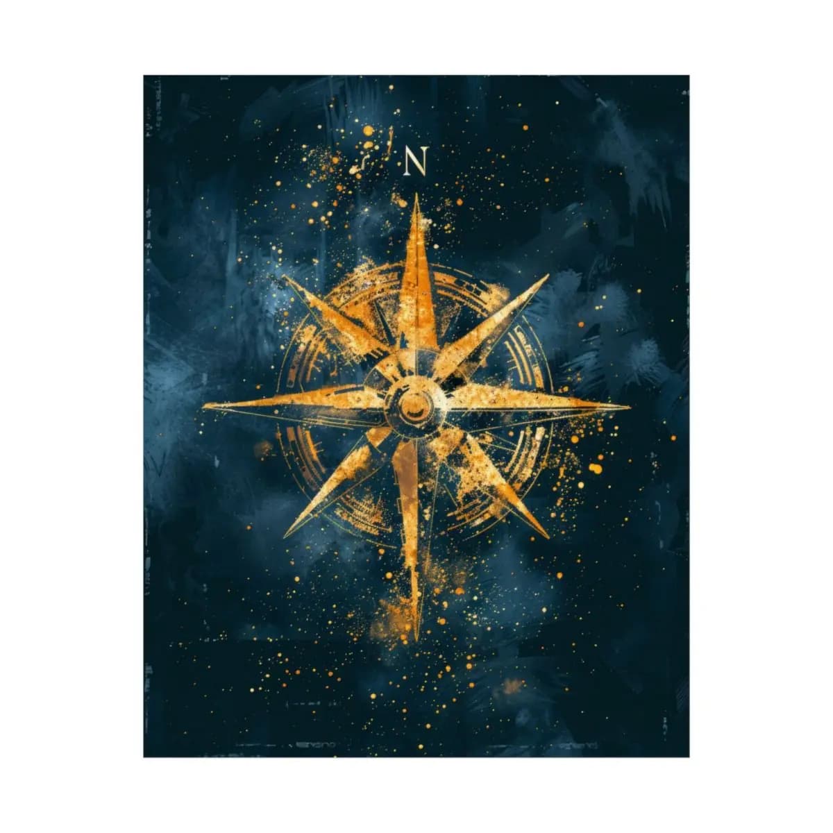 Golden Compass Rose on a Deep Night Ground - Matte Vertical Posters mockup angle 2