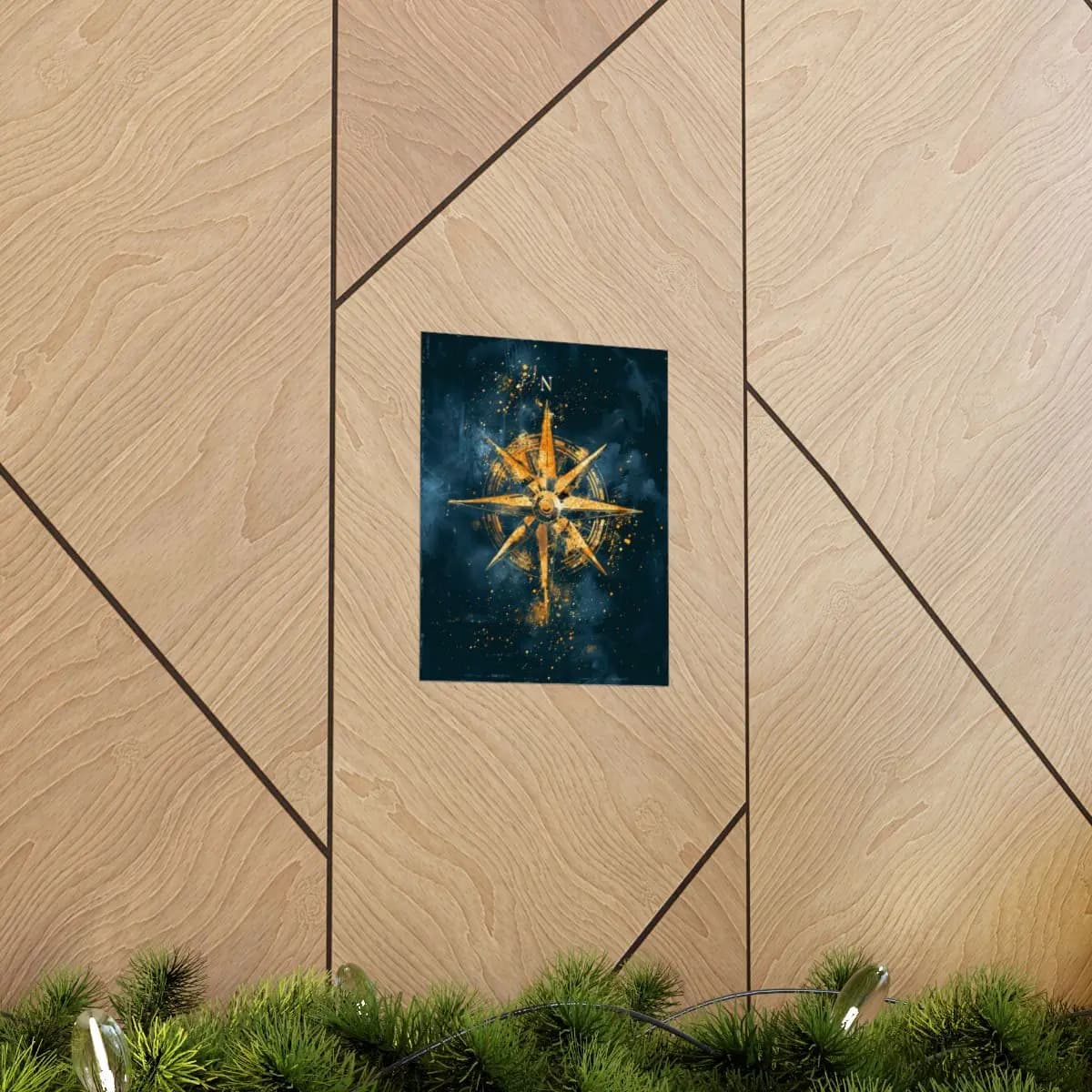 Golden Compass Rose on a Deep Night Ground - Matte Vertical Posters mockup angle 5