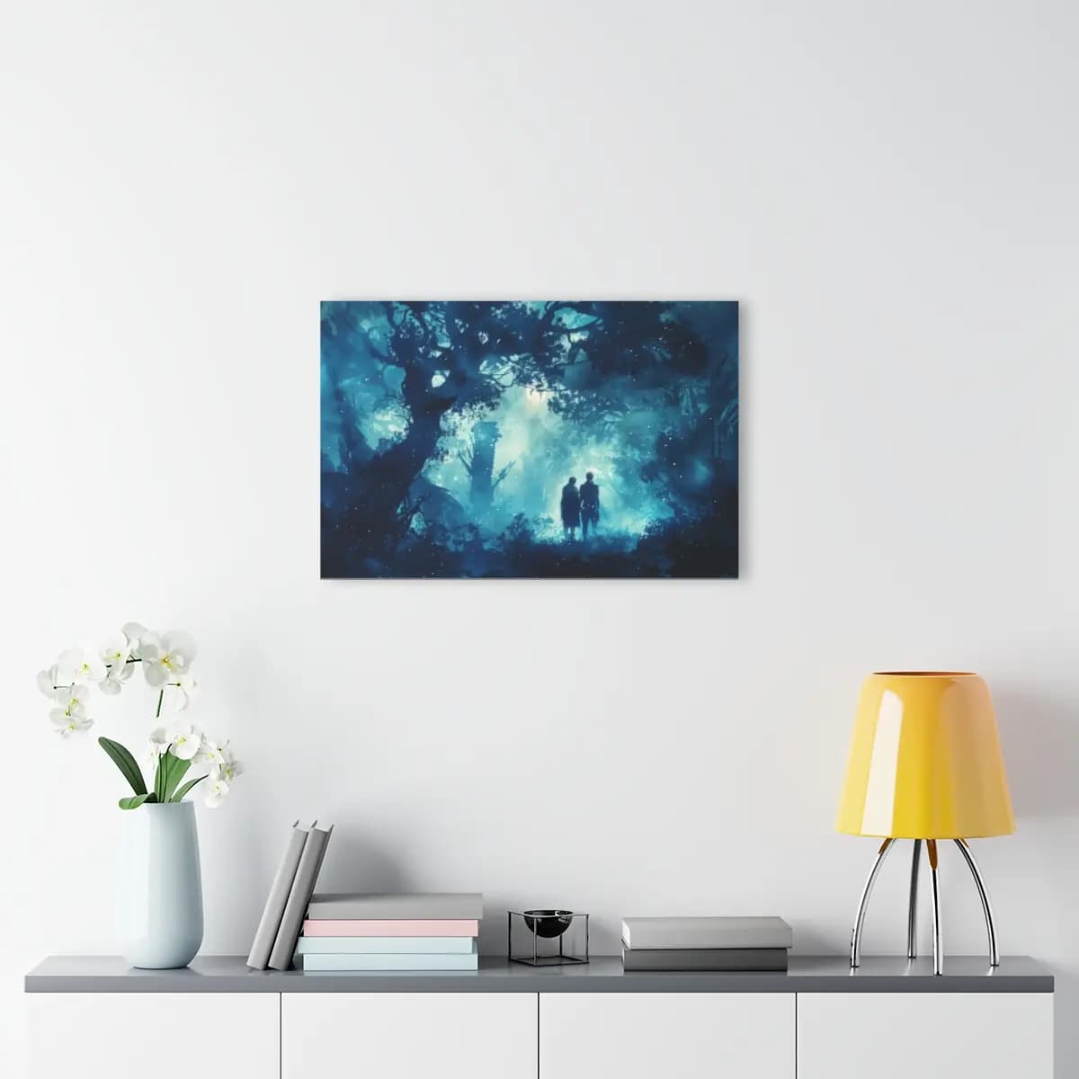 Two Silhouettes at the Edge of an Enchanted Forest - Acrylic Prints (French Cleat Hanging) mockup angle 4