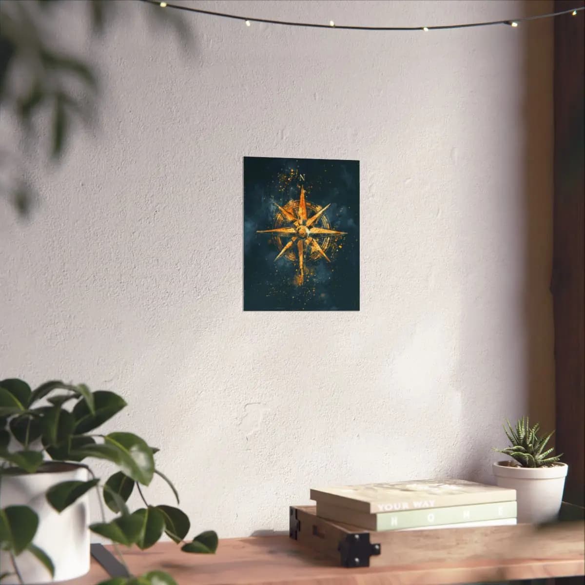 Golden Compass Rose on a Deep Night Ground - Matte Vertical Posters mockup angle 6