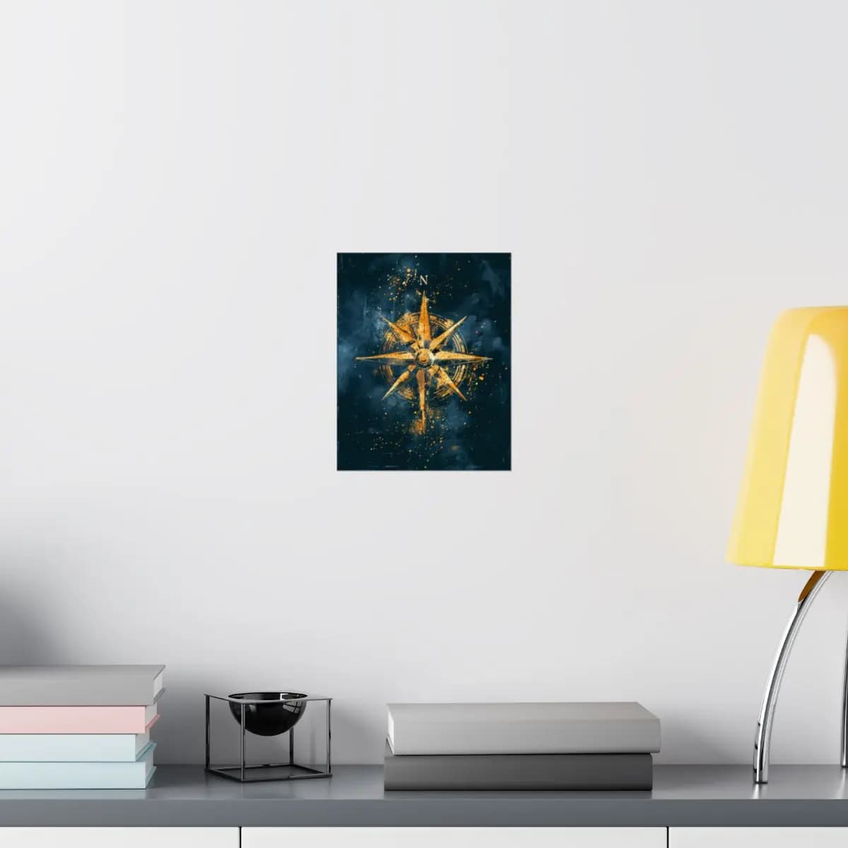 Golden Compass Rose on a Deep Night Ground - Matte Vertical Posters mockup angle 8