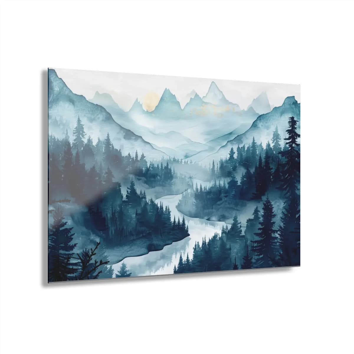 Misty River Through the Blue Mountain Wilderness - Acrylic Prints (French Cleat Hanging) mockup angle 1