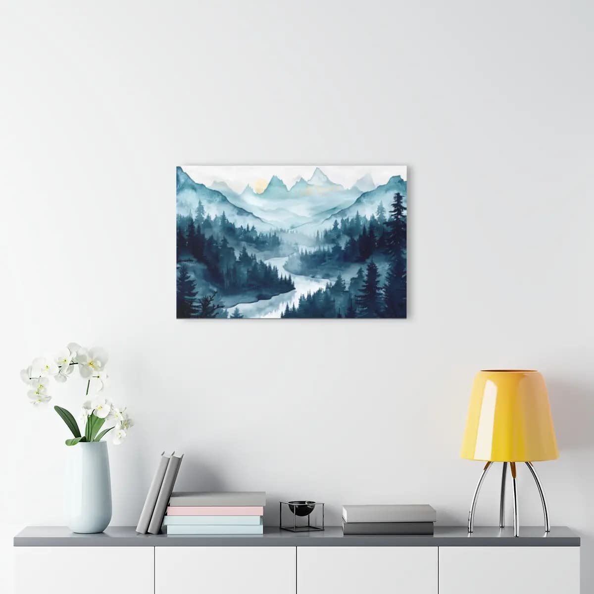 Misty River Through the Blue Mountain Wilderness - Acrylic Prints (French Cleat Hanging) mockup angle 4