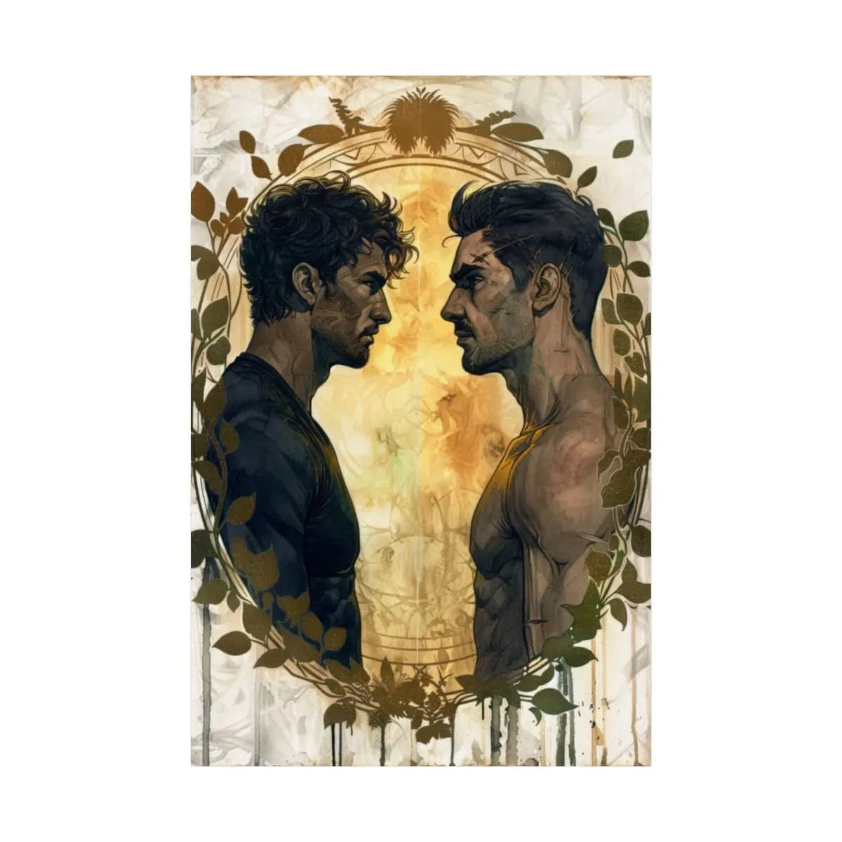 Two Men Face to Face, Light and Shadow - Matte Vertical Posters mockup angle 2