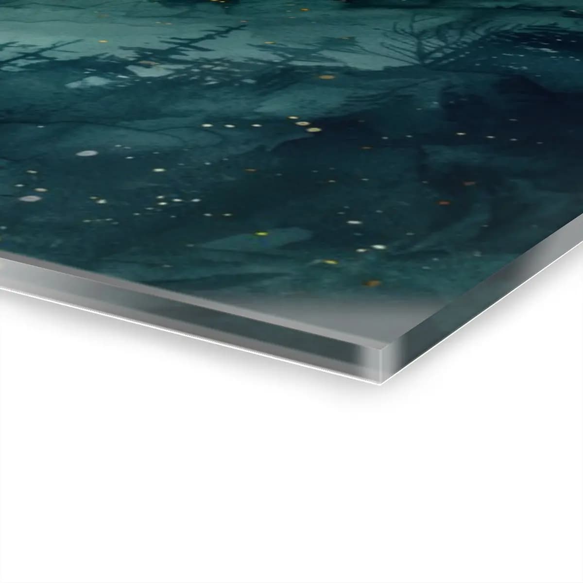 Misty Mountain River Beneath a Pale Moon - Acrylic Prints (French Cleat Hanging) mockup angle 3