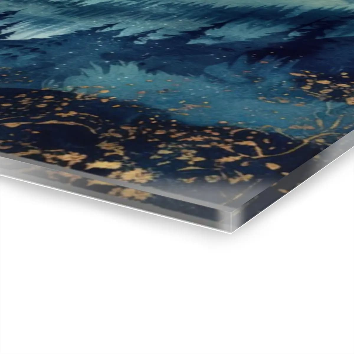 Misty Mountain Lake Beneath a Pale Moon - Acrylic Prints (French Cleat Hanging) mockup angle 3