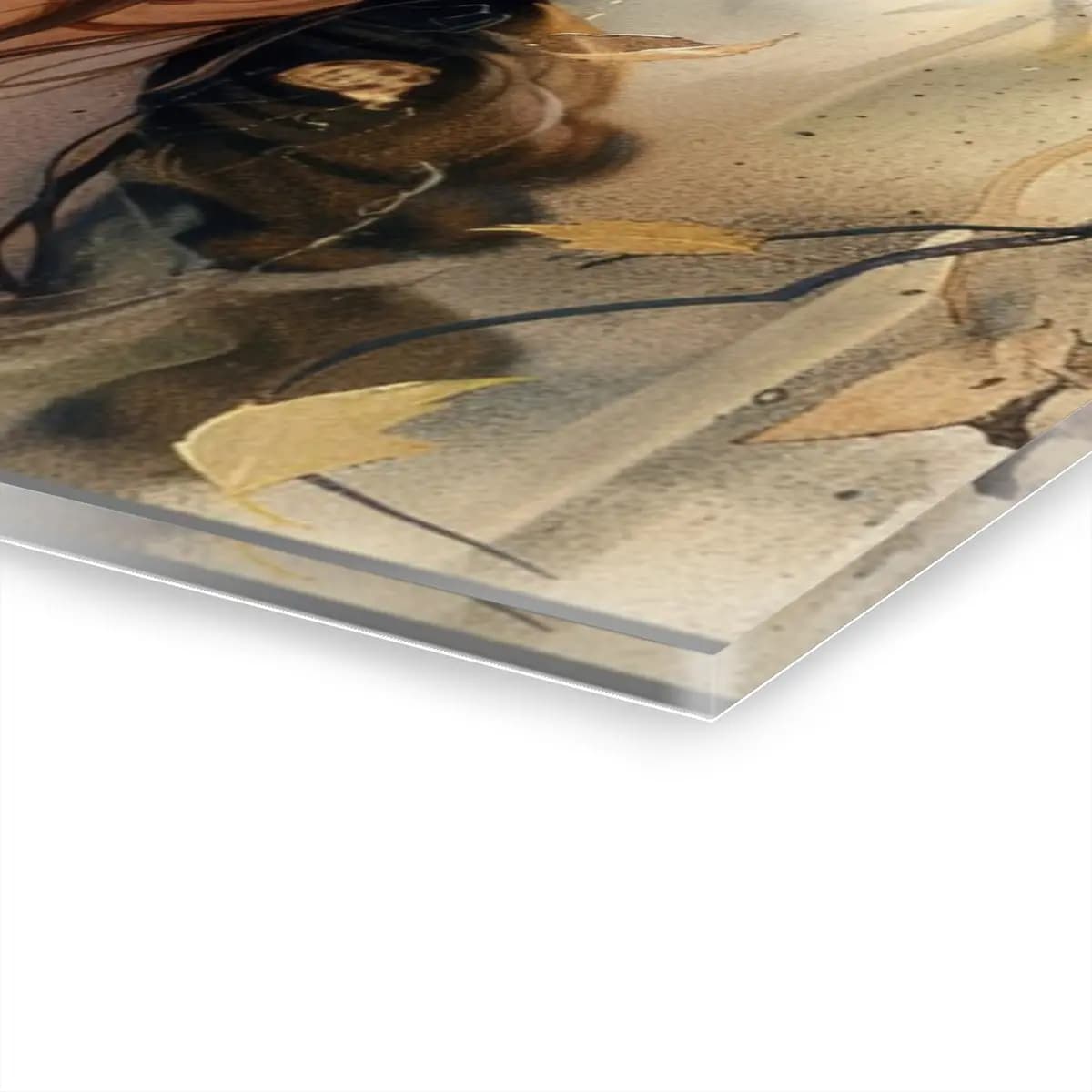 Tender Embrace Beneath Autumn Leaves - Acrylic Prints (French Cleat Hanging) mockup angle 3