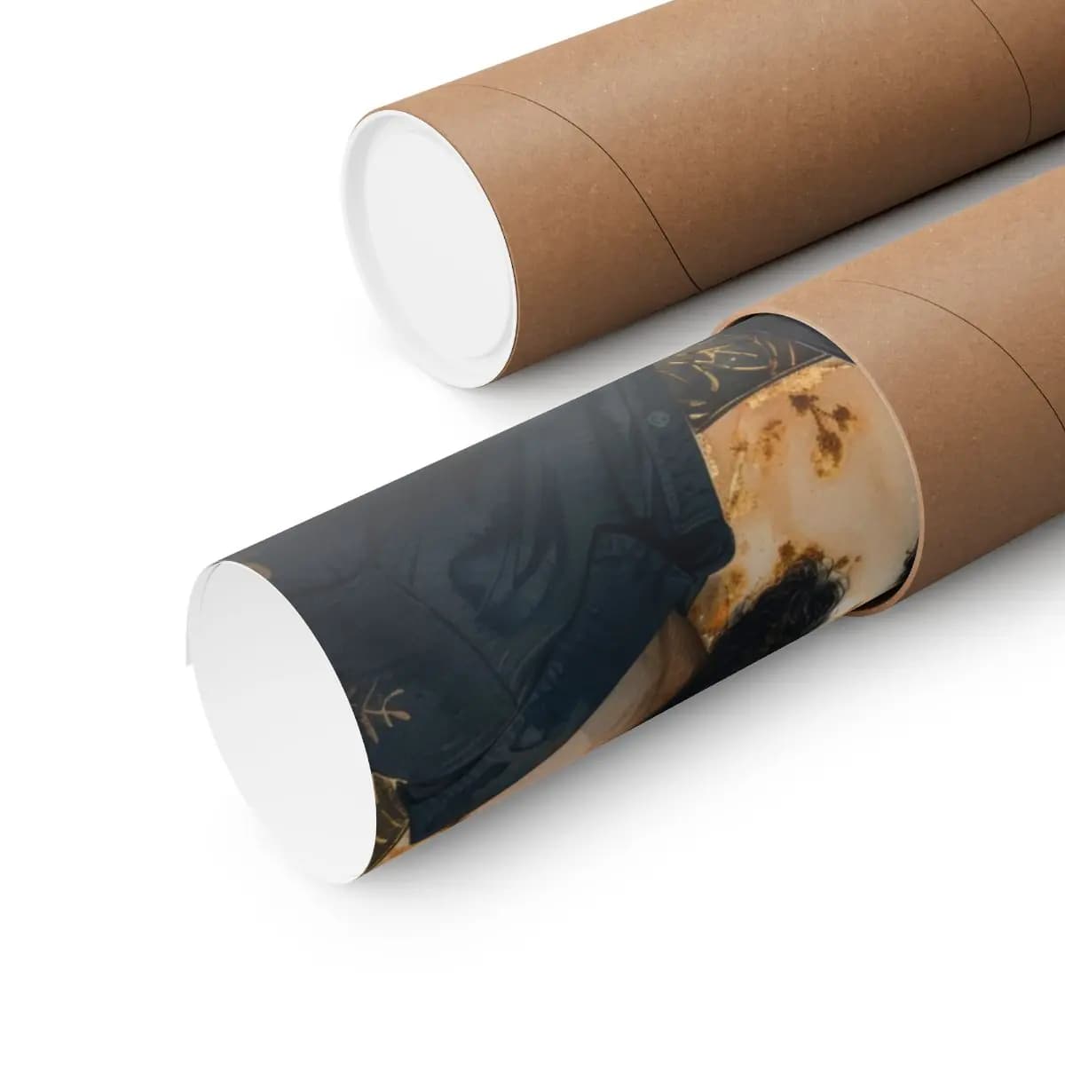 Two Bearded Men Face to Face Under a Golden Halo - Matte Vertical Posters mockup angle 3