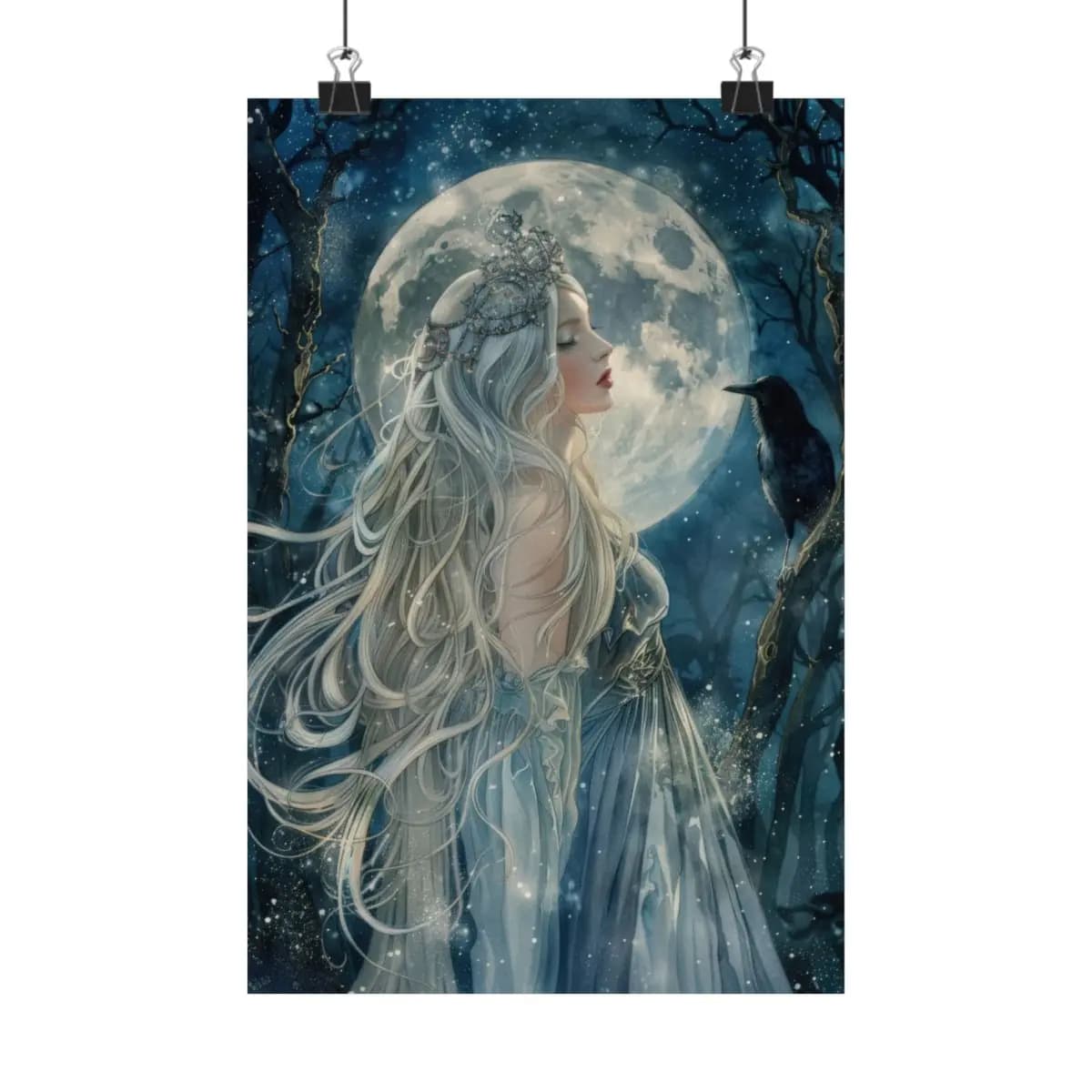 The Moon Queen and the Night Raven - Matte Vertical Posters mockup angle 1
