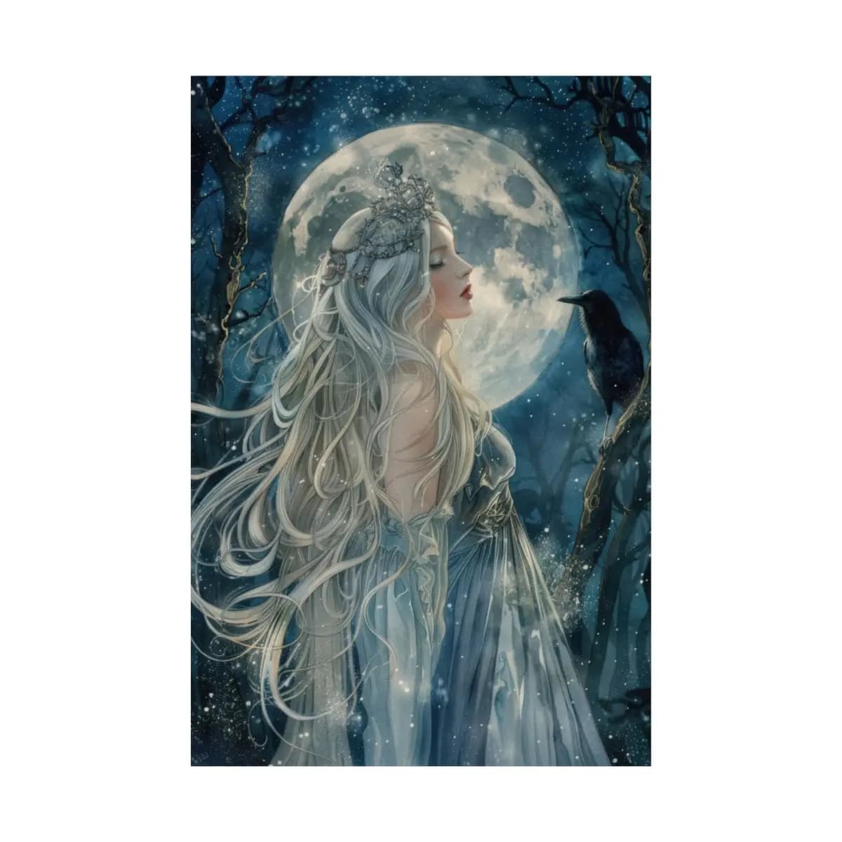 The Moon Queen and the Night Raven - Matte Vertical Posters mockup angle 2