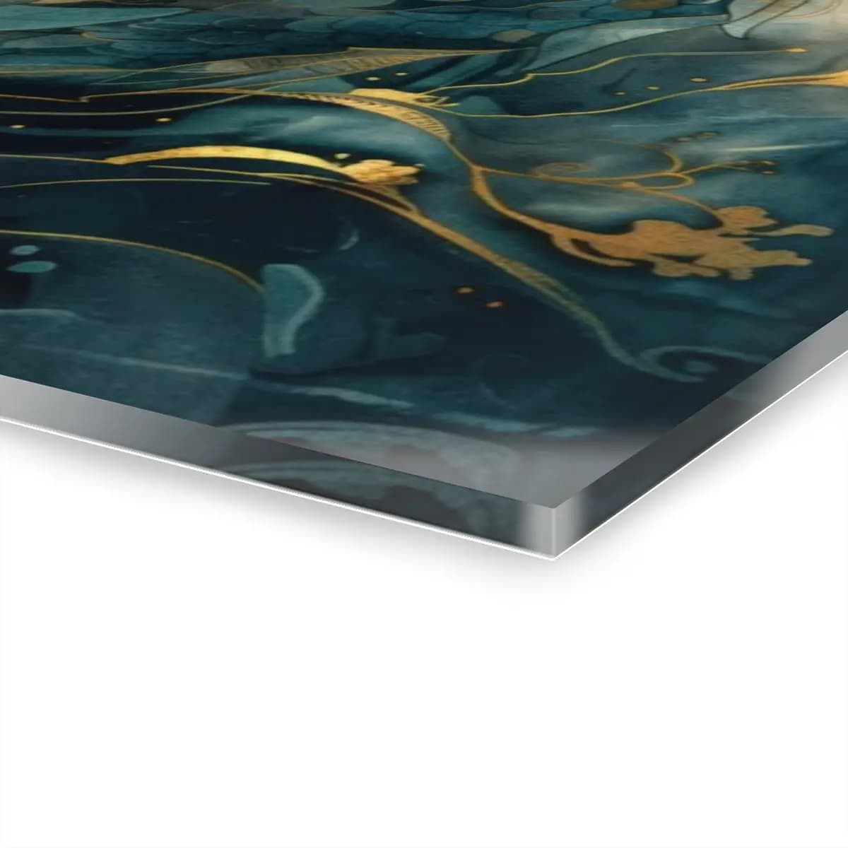 Celestial Dragon Among Golden Lotus Blossoms - Acrylic Prints (French Cleat Hanging) mockup angle 3