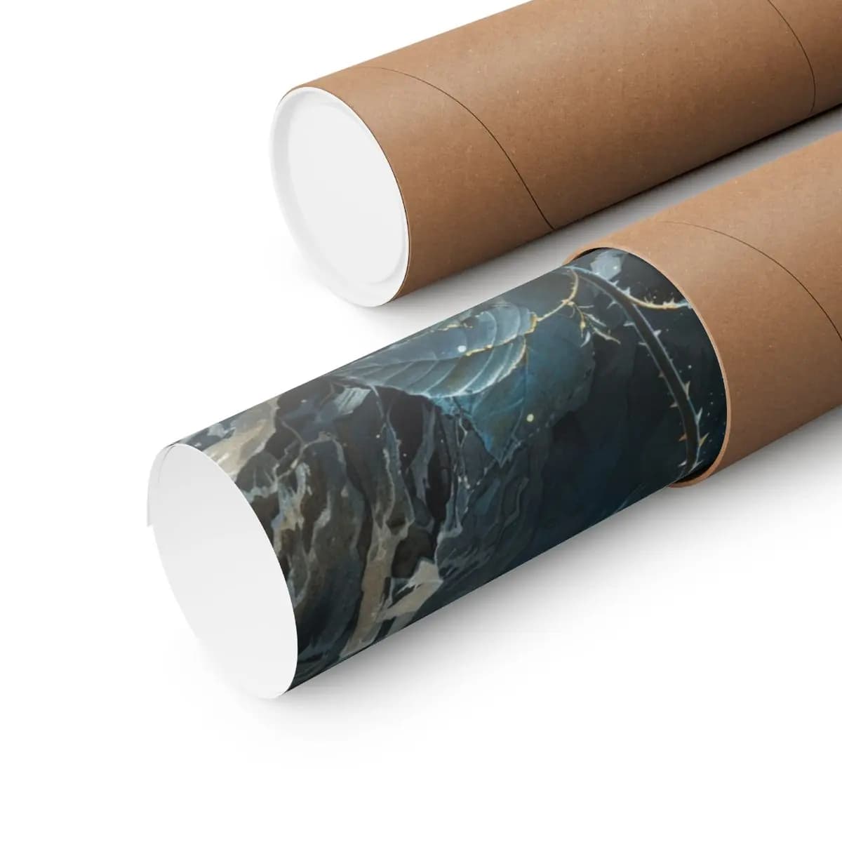 Celestial Blue Rose Among Dark Stone Walls - Matte Vertical Posters mockup angle 3